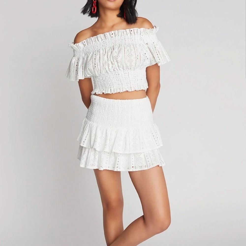 CHOOSY White Ruffle Mini Skirt